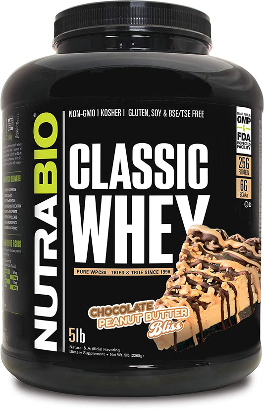 NutraBio Classic Whey Protein Powder - 5 Pounds